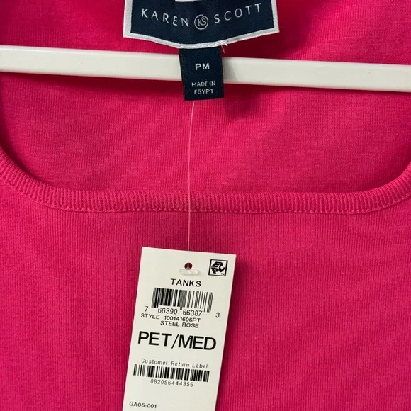 Karen Scott Bright Pink Scoop Neck Tank - Picture 2 of 2